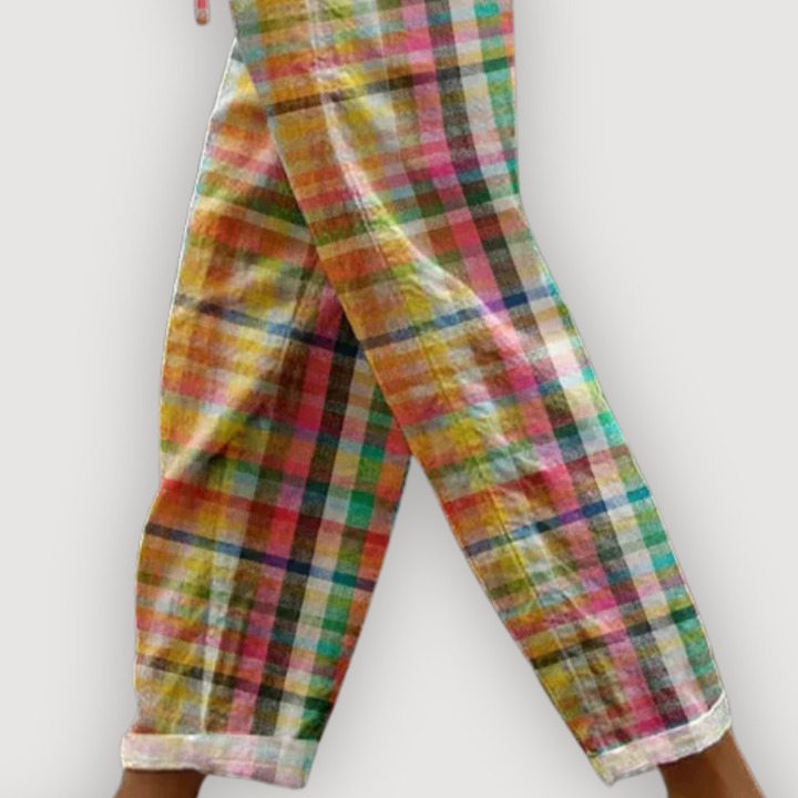 LAYLA – PLAID LINEN TROUSERS