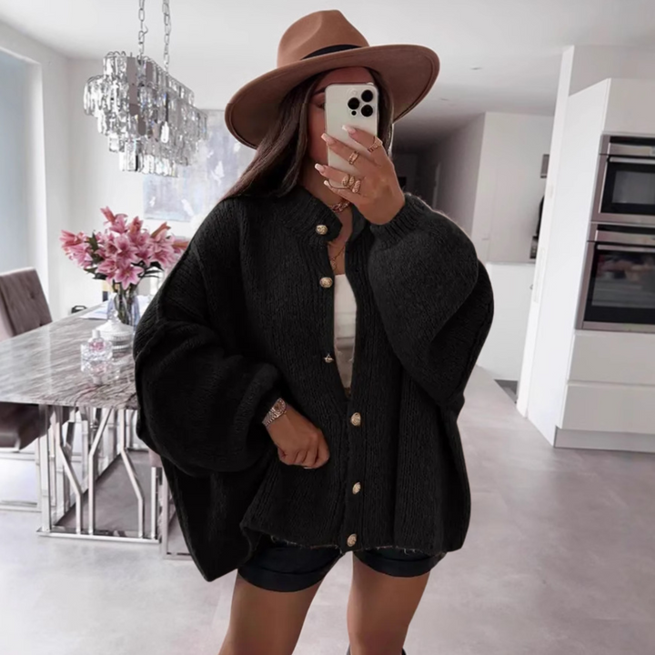 VANDANA™ - Classic Button-Down Long Sleeve Cardigan