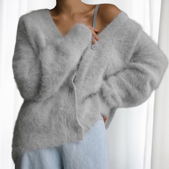 VYOMI™ - Comfy Button Front Drop Shoulder Cardigan