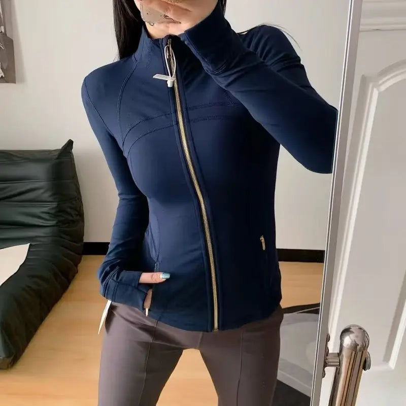 SHARON™ - Women's Solid Zip-Up Workout Jacket Collar Outerwear